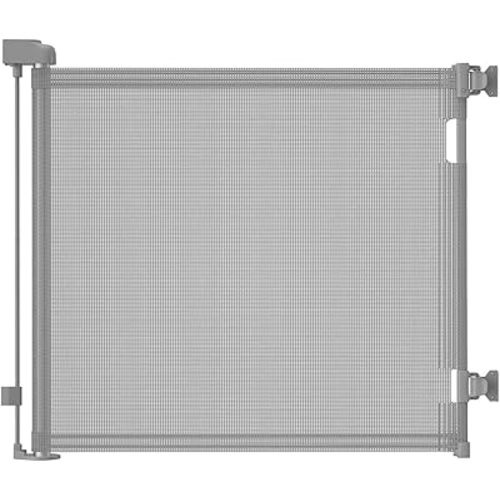 Retractable Baby Gate for Stairs & Doorways, 55" Wide x 33.6" Tall Easy Installation Mesh Dog Gate for Indoor & Outdoor Use,Pet and Dog Safety Gate for Hallways(Grey)