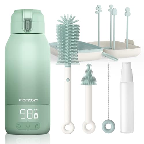 Momcozy Bottle Brush Set Green & Momcozy Portable Milk Warmer for Travel