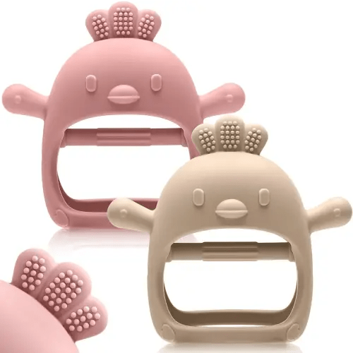 2 Pack Baby Teething Toys for 0-6 6-12 Months, Never Drop Infant Teether Teething Mitten Toys for 3 6 9 12 Months, Newborn Soothing Teething Toy Gifts for 1 One Year Old Baby Boys Girls