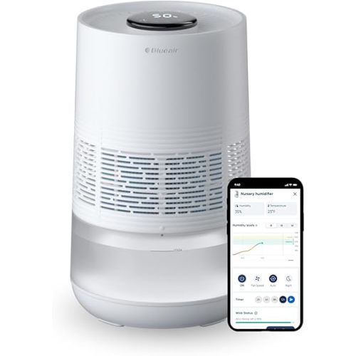 BLUEAIR Premium Smart Humidifier: 3.5L Dishwasher Safe Tank for Large Room, Better Sleep with Evaporative Tech, Auto & Night Mode, Easy Top Fill, Air Quality Insight with App, Touchscreen, 48-Hour run