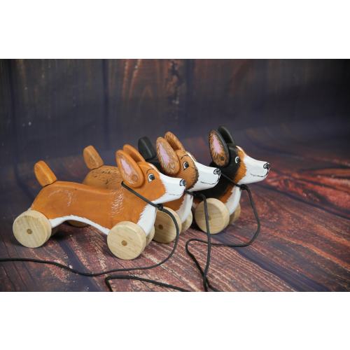 The Original Handmade Pembroke Corgi Dog Pull Toy Wooden Children&#39;s Toy Great Gift