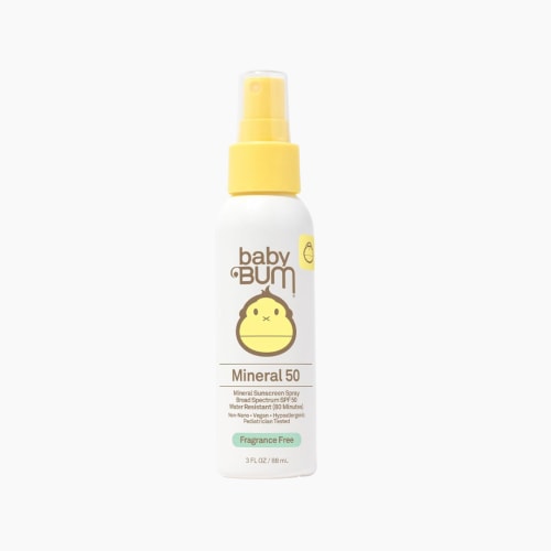 Baby Bum SPF 50 Sunscreen Spray | Mineral UVA/UVB Face and Body Protection for Sensitive Skin | Fragrance Free | Travel Size | 3 FL OZ