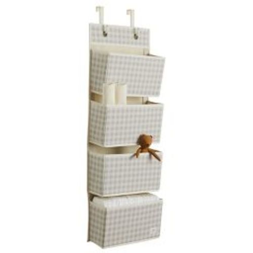 3 Sprouts Recycled Fabric Over the Door Organizer for Nursery - Gingham Beige