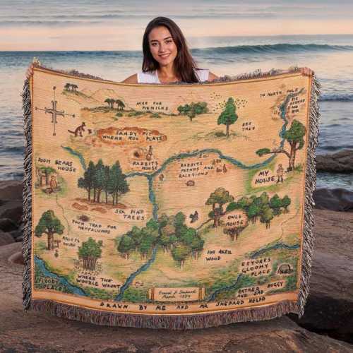 Hundred Acre Woods Throw Blanket, Pooh Bear Lovers Gift