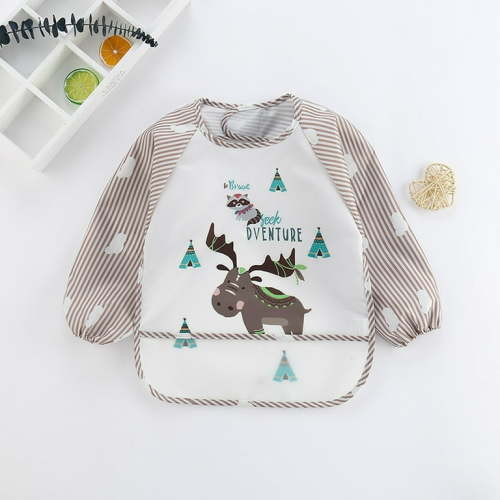 Herrnalise Mess Proof Baby Bib, Cute Cartoon Long Sleeve Bib Outfit, Waterproof Bibs for Toddlers, Machine Washable, Baby Smock