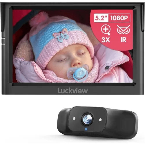 BM1 Baby Car Camera for Back Seat & Pet Monitoring, 5'' 1080P Monitor with IR Night Vision, 3X Zoom, Crystal Clear View, Easy 5-Min Wired Installation for Peace of Mind