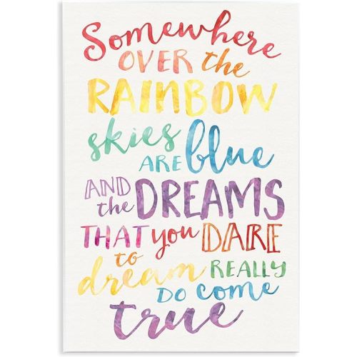 Stupell Industries Somewhere Over The Rainbow Watercolors Wall Plaque, 13x19, Design by Artist Erica Billups