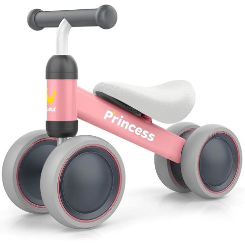 BEKILOLE Baby Balance Bike for 1 Year Old Girl Gifts, 10-24 Month Toddler Balance Bike, 4 Silent Wheels Pre-School First Ride On Toys, 1st Birthday Gifts