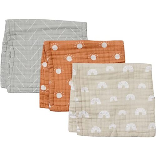 Mebie Baby 3-Pack Burp Clothes (Neutral)