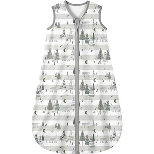 Yoofoss Baby Sleep Sack 6-12 Months 0.5 TOG Baby Wearable Blanket, 100% Organic Cotton Infant Toddler Sleeping Sack 2-Way Zipper Lightweight Sleep Sack, Grizzly