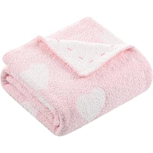 Pink Heart Blanket Fuzzy Throw Blanket Cute Cozy Lightweight Throw for Bed Sofa Couch Chair Soft Home Decorations for Nursery Crib, Girls, 30 x 40 Inch