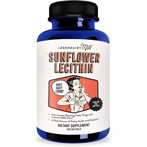 Legendairy Milk Sunflower Lecithin 1200mg, Lactation Support, Sunflower Lecithin Supplement for Clogged Milk Ducts, Made in USA, 200 Softgels