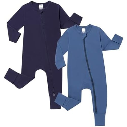 JunNeng Baby Boy Girl 2 Pack Short Sleeve Zipper Rompers Infant Cotton 2-way Zippers Comfy Summer Jumpsuit
