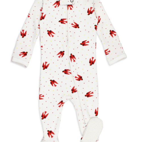 Organic 2-Way Zipper Footie in Red Bird – L'ovedbaby