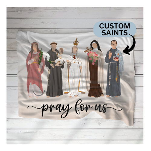 Custom Catholic Baby Blanket, Saints Blanket