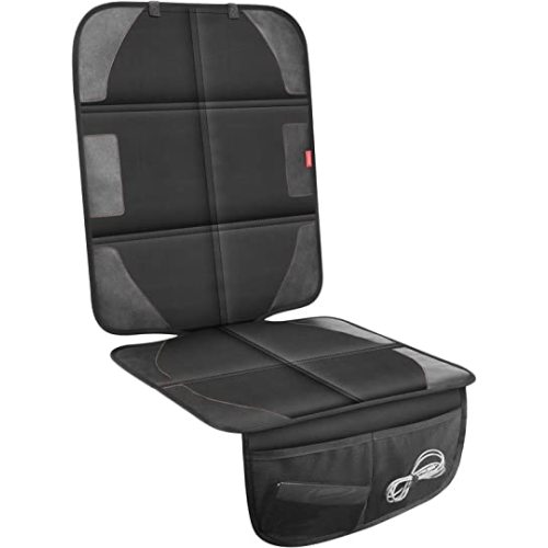 Car Seat Protector with Thickest Padding,Waterproof 600D with Storage Pockets,Non-Slip Pets Fabric Child Baby Cover Leather Reinforced Vehicle Seat 1 Pack (Black)
