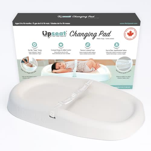 Upseat Baby Changing Pad, Non-Slip Grippy Design, Premium Cushioned Foam, Contoured for Comfort, Waterproof and Easy-to-Clean, Liquid-Resistant (Coconut)