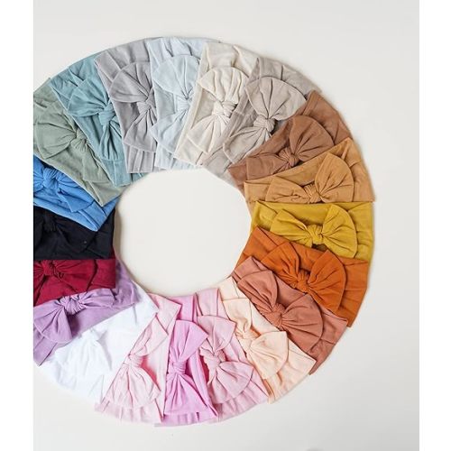 Prohouse 20PCS Baby Nylon Headbands Hairbands Hair Bow Elastics for Baby Girls Newborn Infant Toddlers Kids