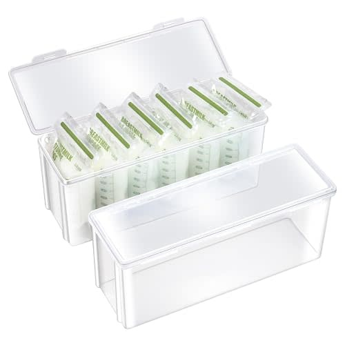 NEAMVCT Storage Tower for Breastmilk Storage Bag, 2 Pcs Set Freezer Storage Organizer, for Bottles, Yogurt Storage Bags and Freezer Storage Container