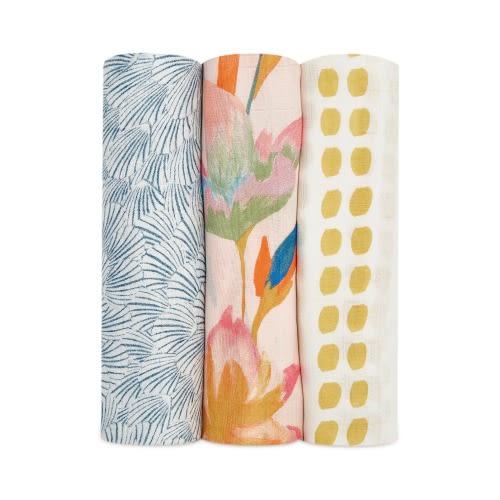 aden + anais 3-Pack Silky Soft Swaddling Cloths, Marine Gardens