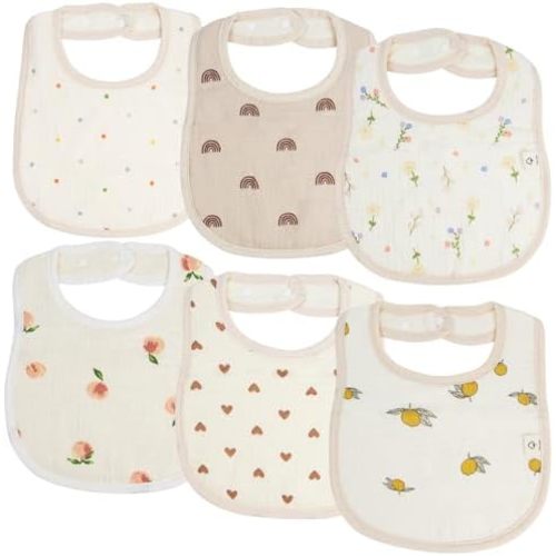 ROMASA Muslin Baby Bibs,Cotton Baby Bandana Drool Bibs for Child,Absorbent Newborns Infant Burp Cloths for Teething Drooling