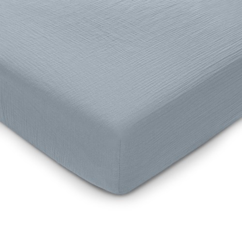 Muslin Fitted Crib Sheet by Comfy Cubs - Pacific Blue