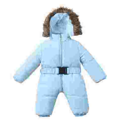Bjutir Baby Girls Boys Romper Suit Coat Warm Thicken Hooded Snowsuit Jumpsuit Down Coat Romper Padded Outwear Snow Wear Sky Blue Size 0-3 Months