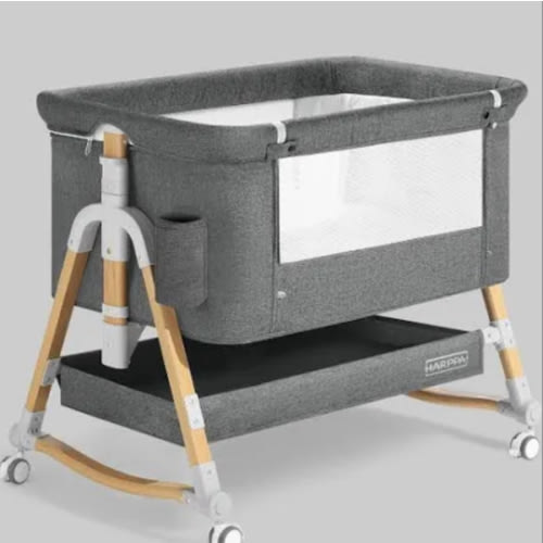 HARPPA Cuddly 3-in-1 Baby Bassinet Bedside Sleeper for Reflux | Attaches to Bed, Adjustable 5 Heights, Non-Toxic & CPSC Certified | Sturdy Aluminum Frame, Portable Wheels, Tool-Free Setup, Gentle Rocking | Perfect for Newborns, Infants, Small Spaces & Saf