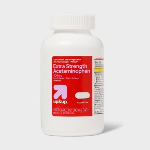 Acetaminophen Extra Strength Pain Reliever & Fever Reducer Caplets - up&up™, Size: 500 count