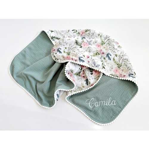 Personalised Baby blanket from Organic cotton Baby gift for newborn Baby receiving blanket Embroidered Super soft baby blanket Baby wrap