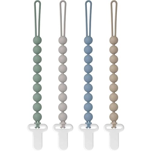 Easter Pacifier Clips Silicone, 4-Pack Pacifier Holder Clip with Stylish Round Design, 100% Food Grade Silicone, Safe Essentials for Newborns Baby Boys and Girls