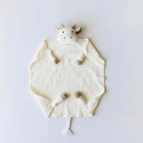 Organic Baby Lovey Security Blanket Cuddle Cloth  - Cow