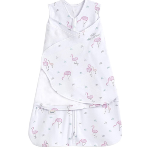 HALO 100% Cotton Sleepsack Swaddle, 3-Way Adjustable Wearable Blanket, TOG 1.5, Flamingos, Newborn, 0-3 Months