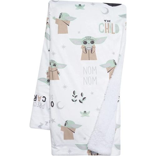 Lambs & Ivy Star Wars The Child/Baby Yoda/Grogu White Minky/Fleece Baby Blanket