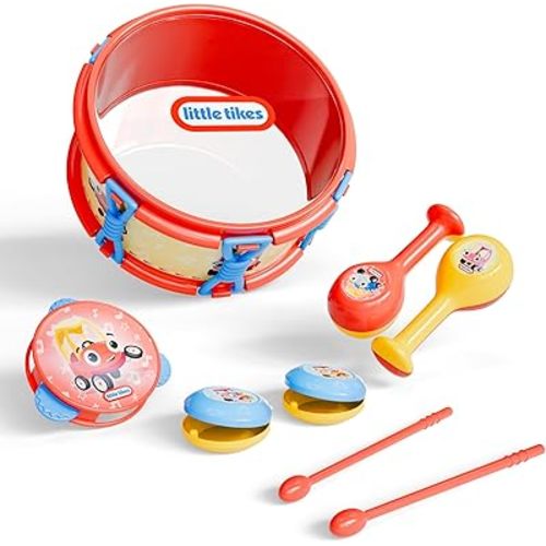 Lollipop Little Tikes Baby Musical Instruments Set - 6 Piece Drum Set, Maracas, Music Fun for Toddlers, Preschool Educational Toys - Musical Toys for Toddlers