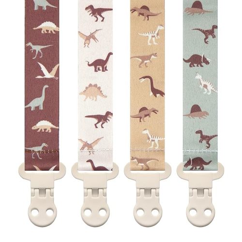 Baby Pacifier Clip Leash Soothie Holder Unisex for Girl or Boy 4 Pack Gift Set Universal Fit - Rex