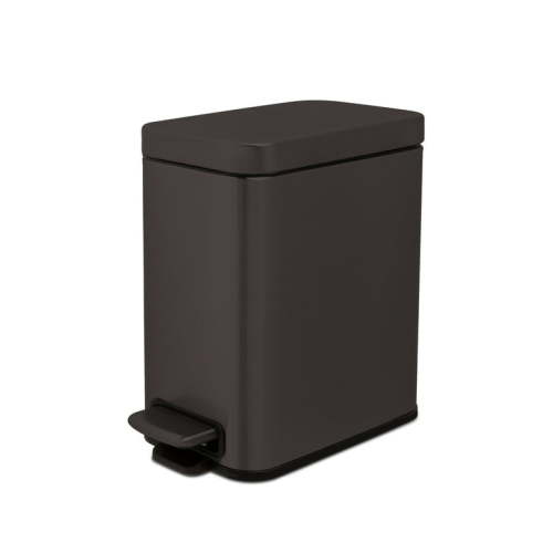 Qualiazero Trash Can, 1.3 Gallon Slim Step On Bathroom Trash Can, Black Stainless Steel