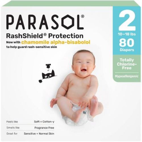 Parasol Chlorine-Free Diapers with RashShield Protection - Size 2 - 80ct