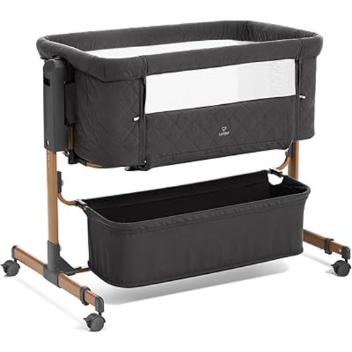 3 in 1 Baby Bassinet, Rocking Bassinet, Bedside Bassinet, 6-Height Adjustable, Bassinet Bedside Sleeper, Bedside Bassient for Baby with Comfy Mattress, Breathable Mesh, Large Storage Basket