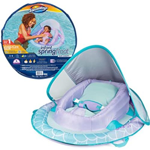 Swimways Sun Canopy Inflatable Infant Spring Float for Infants 3-9 Months, Mermaid Design