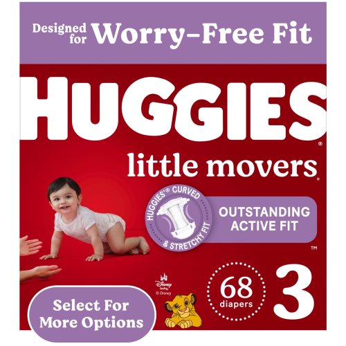 Huggies Little Movers Baby Diapers, Size 3 (16-28 lbs), 68 Ct (Select for More)