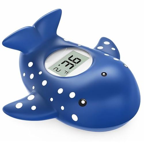 Baby Bath Thermometer for Infant & Toddler,Floating Digital Water Temperature Thermometer with 3-Color LED Backlight, Instant Accurate Reading,Baby Bath Toy,Hot & Cold Alert（Deep Blue Whale）