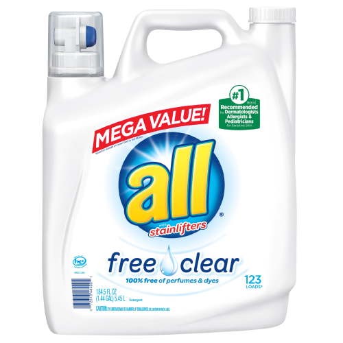 all Free Clear For Sensitive Skin, 123 Loads, Liquid Laundry Detergent , 184.5 fl oz