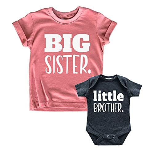 Big Sister Little Brother Outfit Matching Shirts Sets Baby Newborn Outfits Shirt
