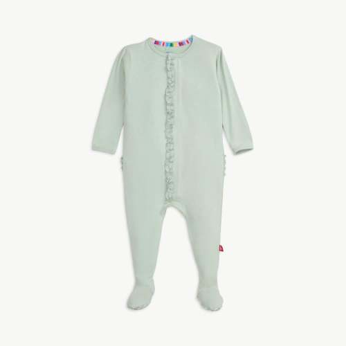sea foam RightFit™ magnetic parent favorite footie with ruffles – Magnetic Me