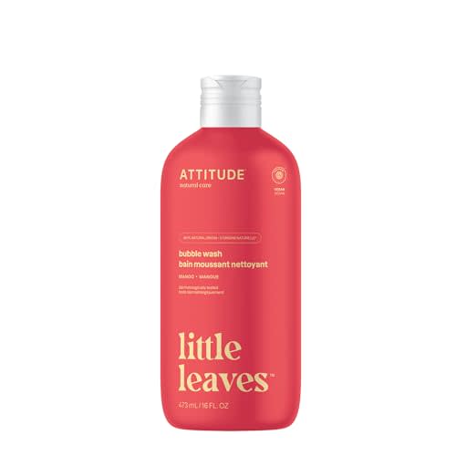 ATTITUDE Bubble Wash for Kids, EWG Verified Bubble Bath, Hair Shampoo and Body Soap, Dermatologically Tested, Plant- and Mineral-Based, Vegan, Mango, 16 Fl Oz