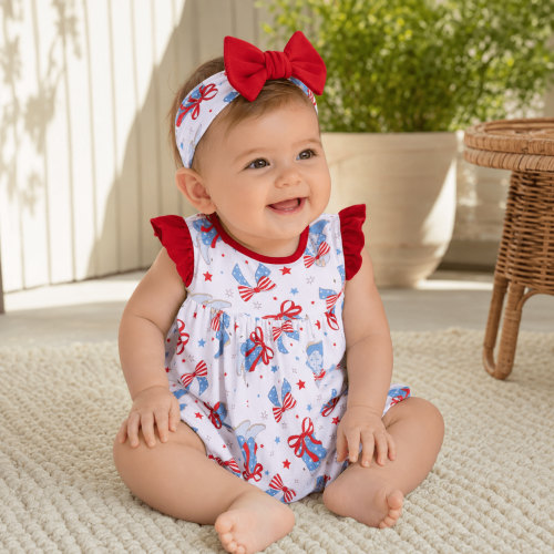 Baby Girl 4th of July Bubble Set - Firecracker Cutie