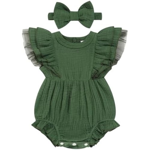 TITKKOP Ruffle Bubble Romper for Baby Girl | One-Piece Shorts Jumpsuit | Summer Outfit & Dress for Infants 0-18M