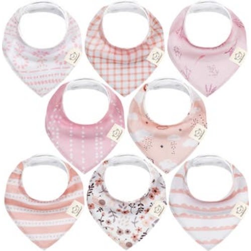 8-Pack Organic Bandana Bibs, Sweet Charm