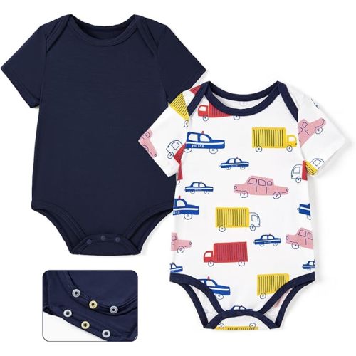 PATPAT Baby Bodysuits Supersoft Bamboo Viscose - Short Sleeve Boys and Girls - Newborn Infant Unisex Clothes Pack